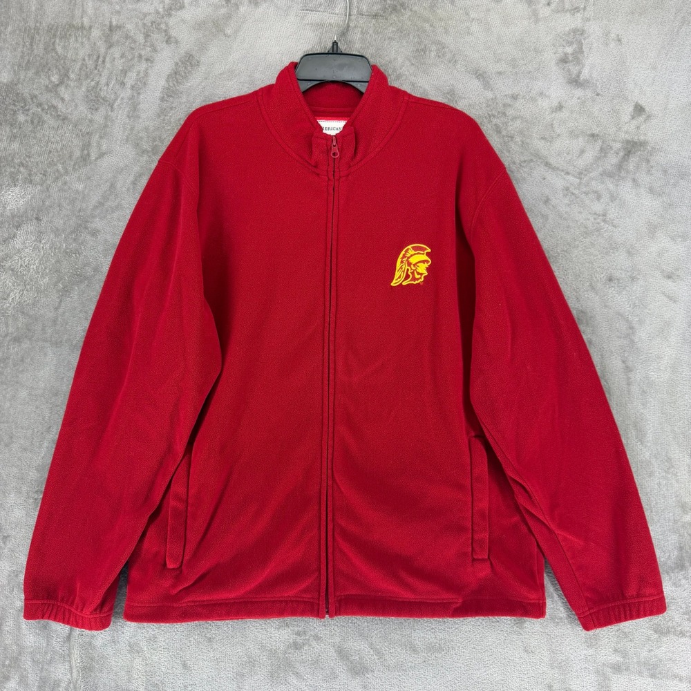 American Classic Sportswear USC Trojans Vintage Fleece Jacket Mens XL Red NCAA